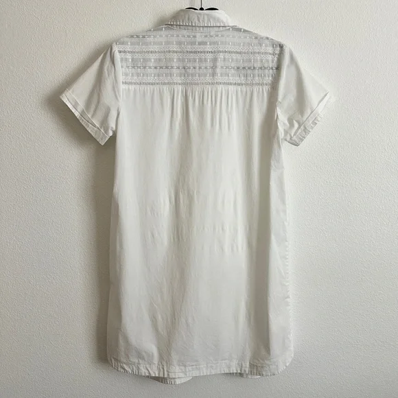Cupcakes & Cashmere White Embroidered Cotton Collared Shirttail Mini Dress Sz S - Picture 3 of 9